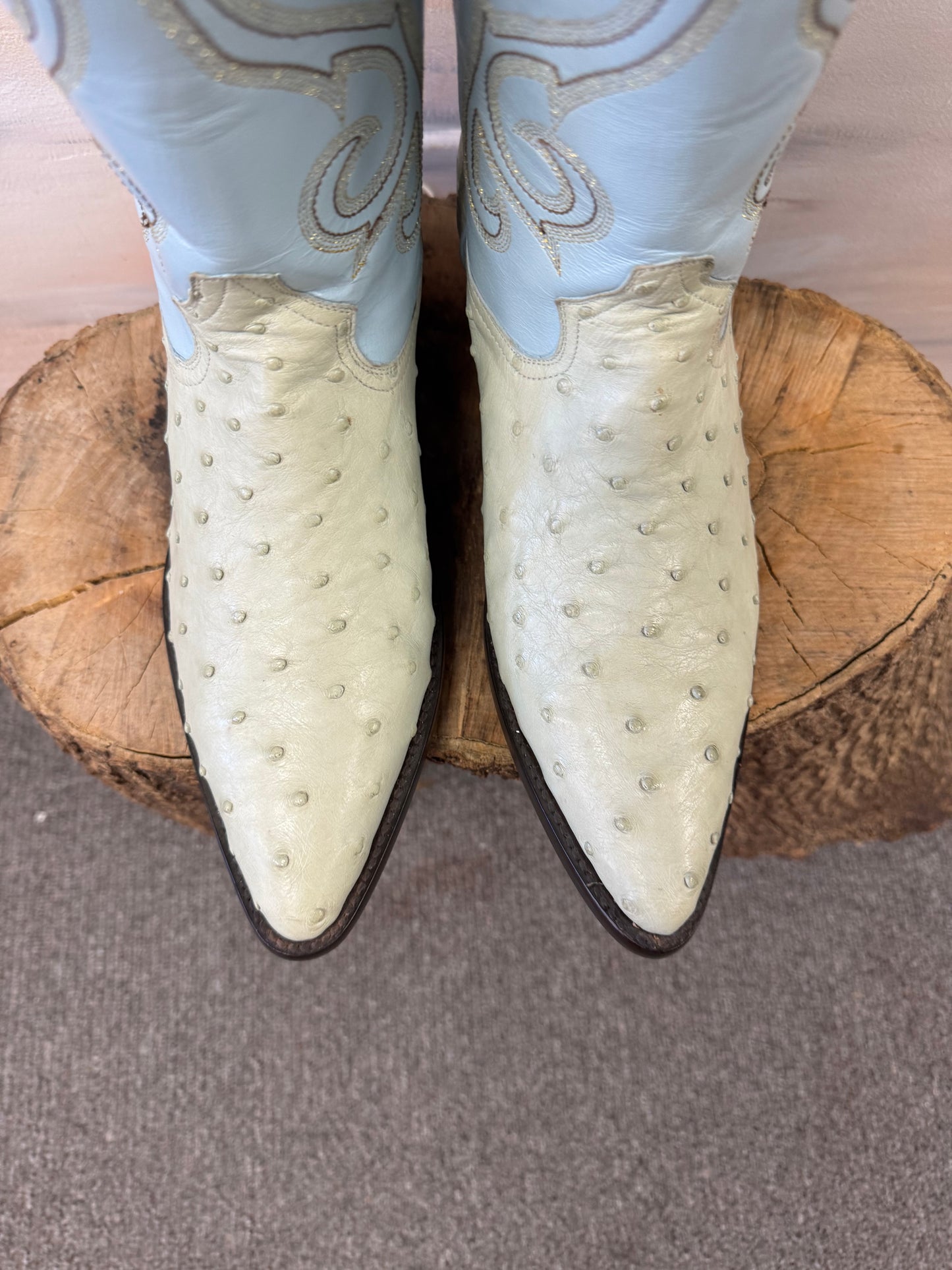 Green Ostrich Cowboy Boots