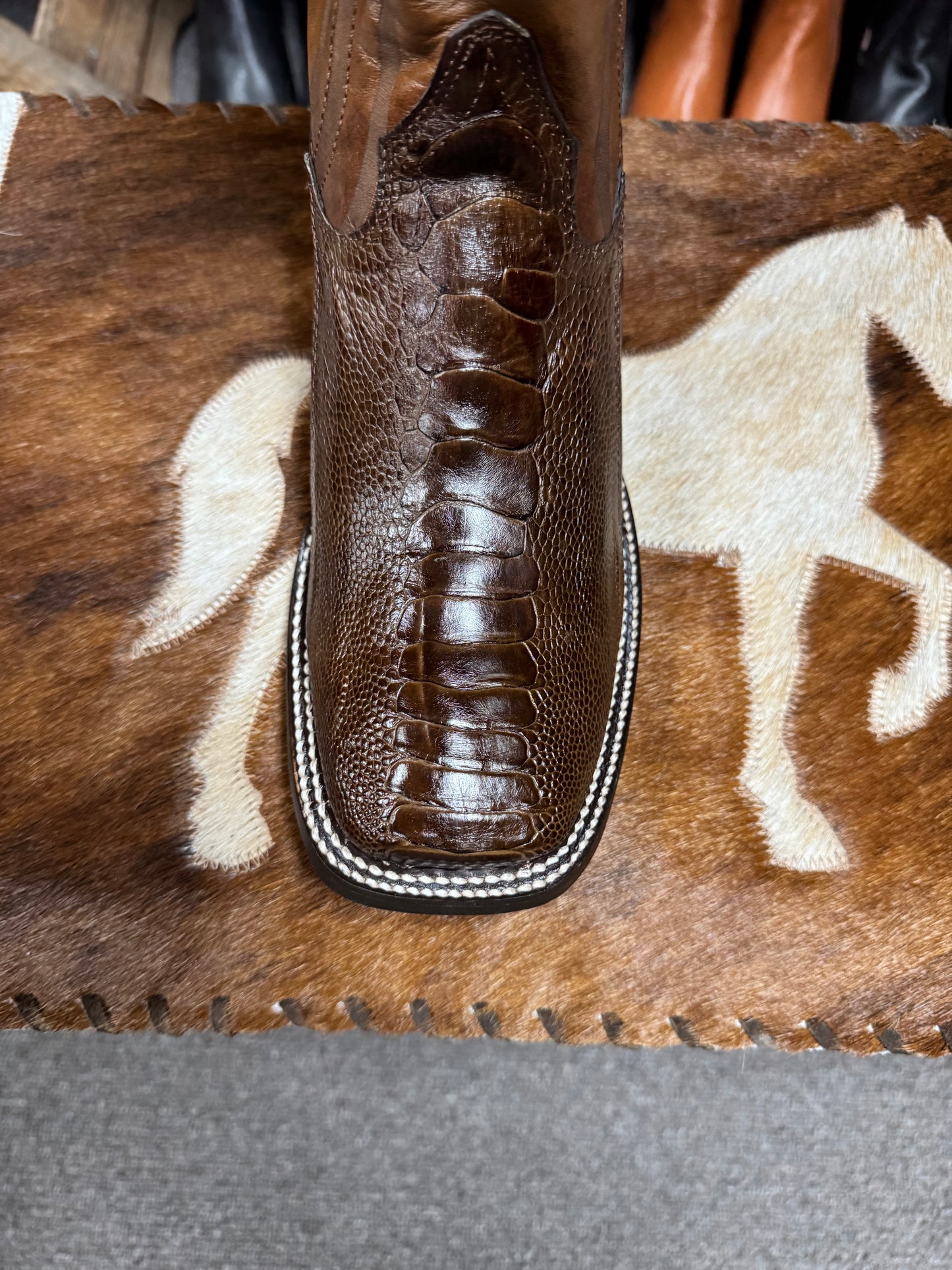 Wild West Boots Brown Ostrich Leg Boots