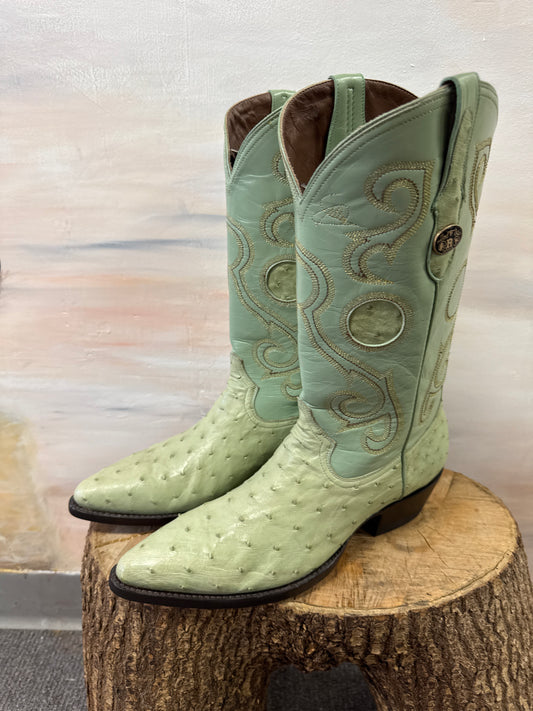 Green Ostrich Cowboy Boots