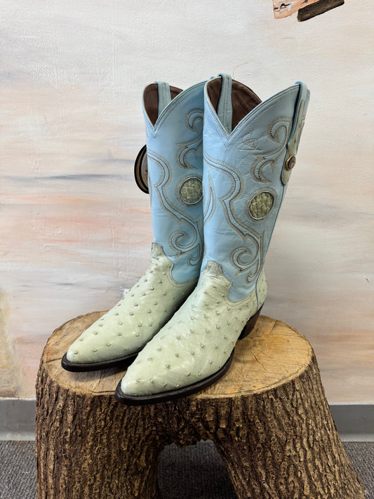 Green Ostrich Cowboy Boots