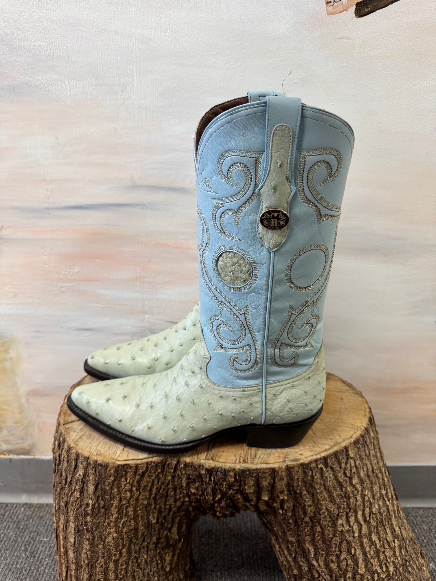 Green Ostrich Cowboy Boots